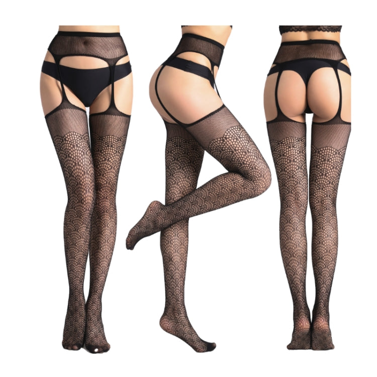 Hollow Out Tights Lace Sexy Stockings Female Thigh High Fishnet Embroidery Transparent Pantyhose Women Black Lace Hosiery, One size fit (white card + OPP)