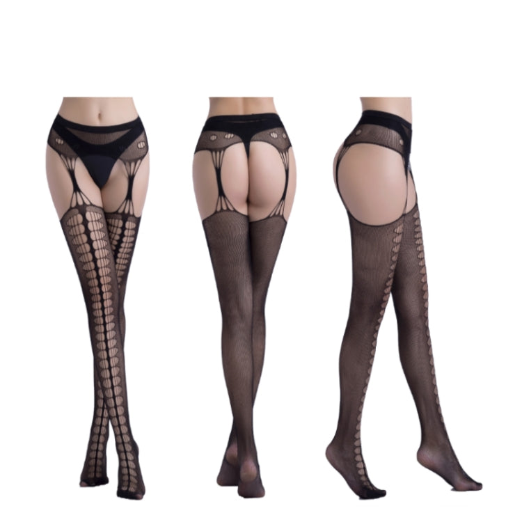 Hollow Out Tights Lace Sexy Stockings Female Thigh High Fishnet Embroidery Transparent Pantyhose Women Black Lace Hosiery, One size fit (white card + OPP)