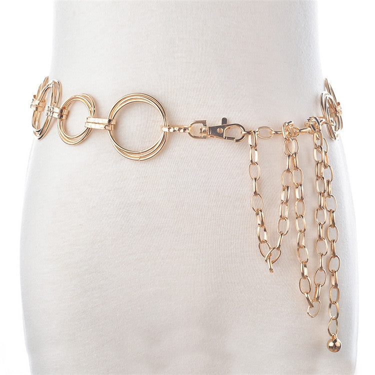 Simple Women Metal Waist Chain Dress Decorative Belt, 115cm