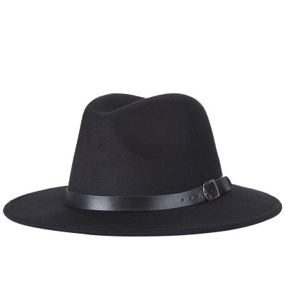 Men Fedoras Women Jazz Hat Black Woolen Blend Cap Outdoor Casual Hat