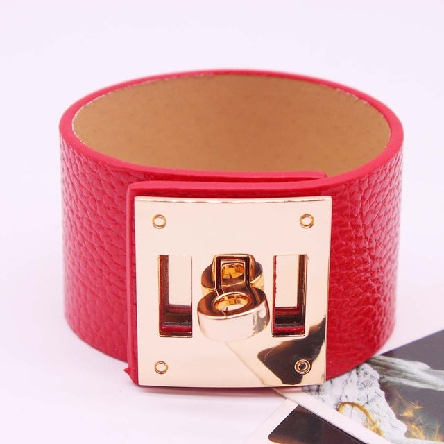 Punk Wide Leather Bracelets Bangles for Women Cuff Bracelet, 1, 2, 5, 6