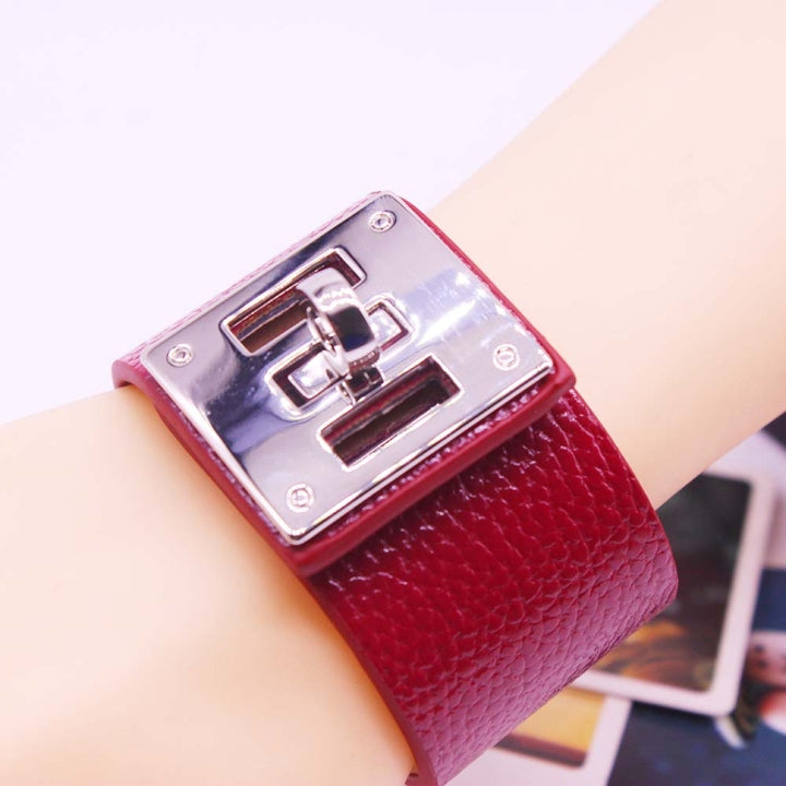 Punk Wide Leather Bracelets Bangles for Women Cuff Bracelet, 1, 2, 5, 6