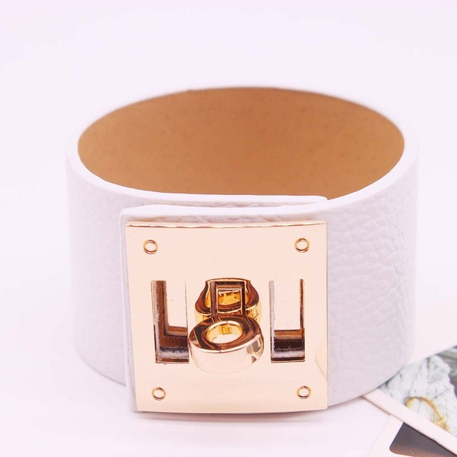 Punk Wide Leather Bracelets Bangles for Women Cuff Bracelet, 1, 2, 5, 6