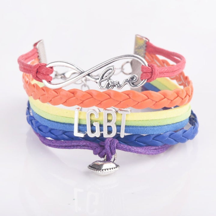 LGBT Words Rainbow Bracelet, Black, White, Green, Rainbow, Red, Pink, Rose, Sky Blue