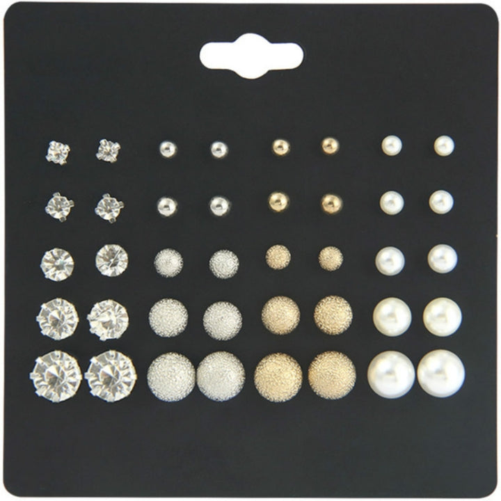 20 Pairs / Pack Six-Jaw Zircon Earrings Female Pearl Diamond Jewelry