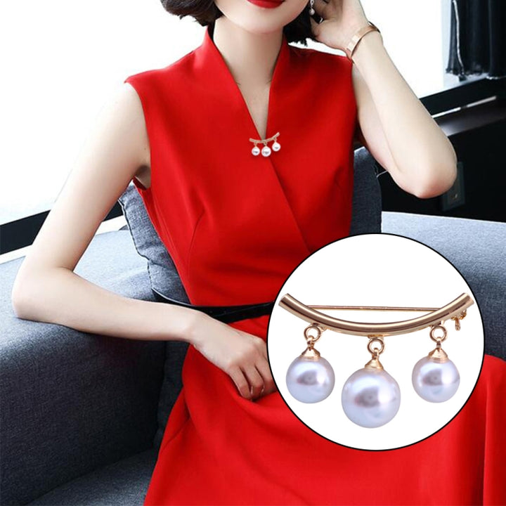 Anti Slip Pin Simple Pearl Brooch Women Accessories Cardigan Anti Wearing Pins Enamel Pin, Gold, Silver Plated