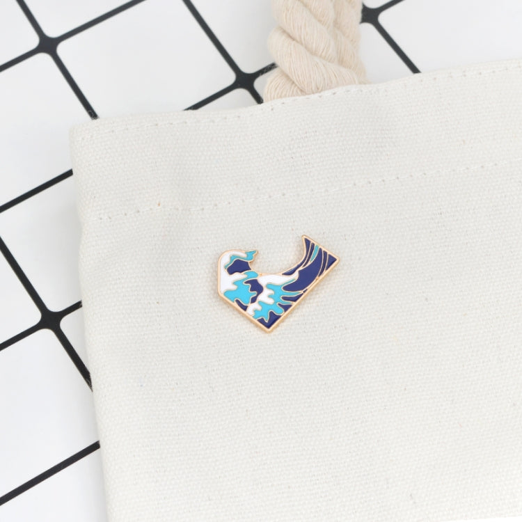 2PCS Blue waves brooch Enamel Pin buckle Cartoon Metal Brooch for Coat Jacket Bag Pin Badge Sea Jewelry, 2PCS Waves