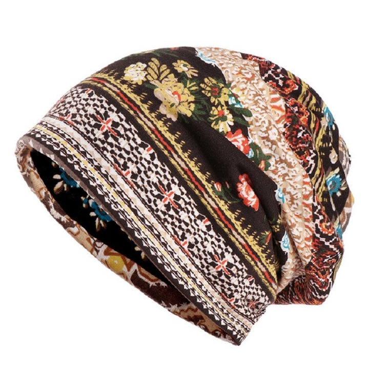 Women Summer Thin Cotton Printing Wild Sunproof Dual-purpose Hat Wrap Cap, One Size