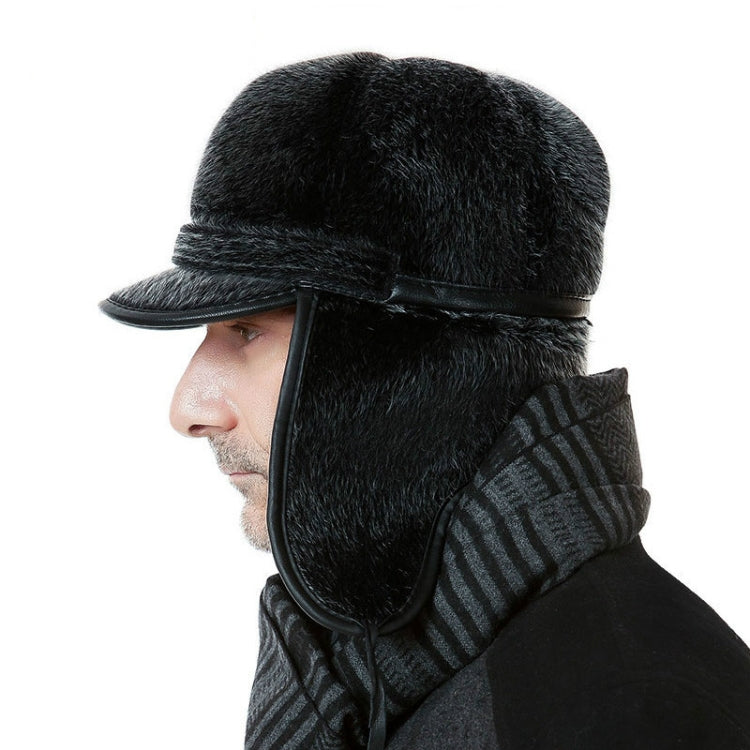 Autumn and Winter Imitation Mink Fur Warm Bombrt Hats Flight Cap for Middle-aged Men, M（56-58cm）, L（58-60cm）, XL（Above 60cm）