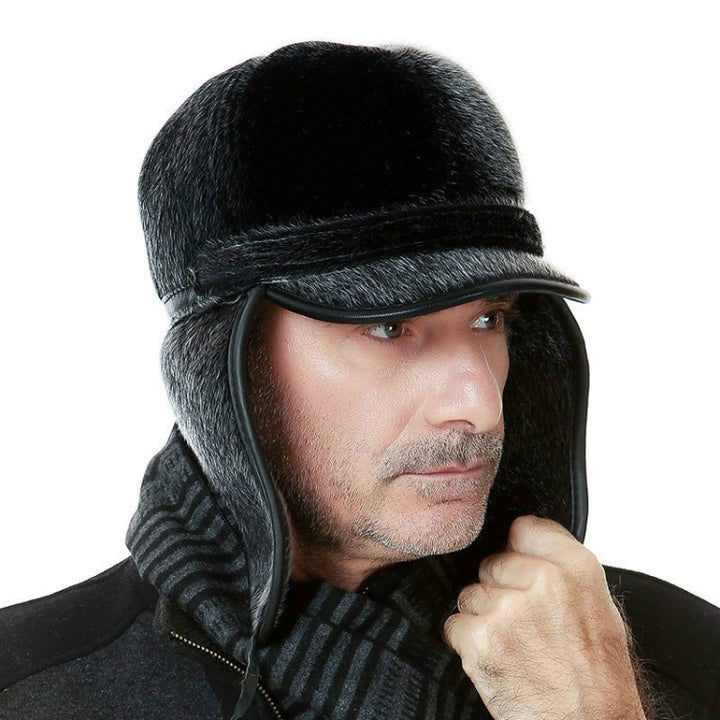 Autumn and Winter Imitation Mink Fur Warm Bombrt Hats Flight Cap for Middle-aged Men, M（56-58cm）, L（58-60cm）, XL（Above 60cm）