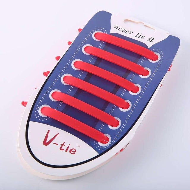 12 PCS / Set Creative Unisex Women Men Athletic Running No Tie Shoelaces Elastic Silicone Shoe Lace for All Sneakers