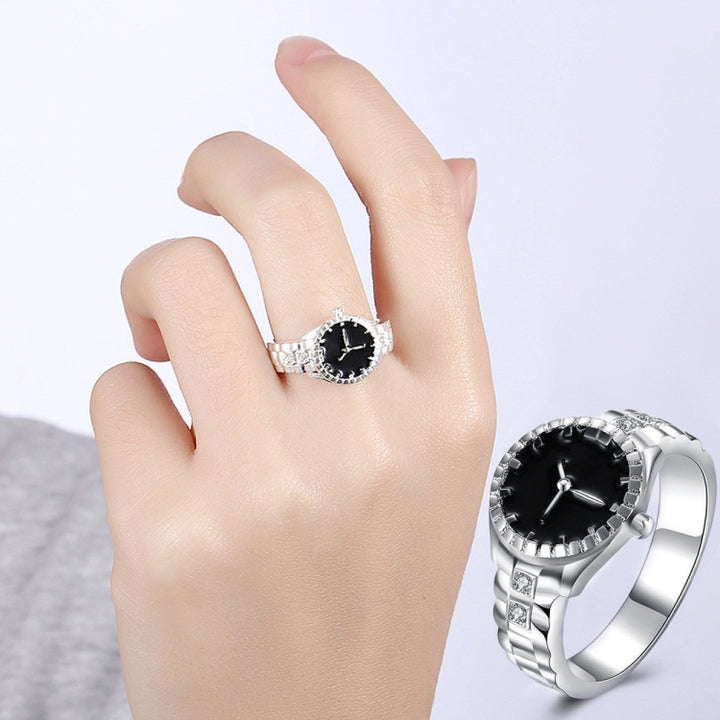 Creative Diamond Dial Quartz Watch Rings, 6, 7, 8