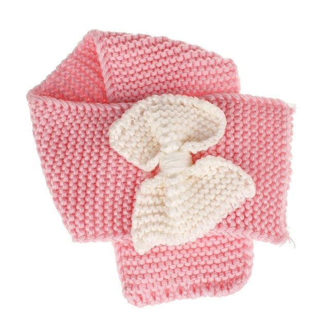 Autumn Winter Girls Warm Knitted Bowknot Scarves