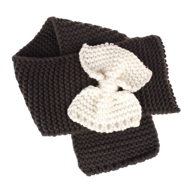 Autumn Winter Girls Warm Knitted Bowknot Scarves