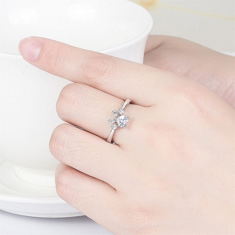 Women Crystal Cute Cat Claw Opening Adjustable Ring Jewelry