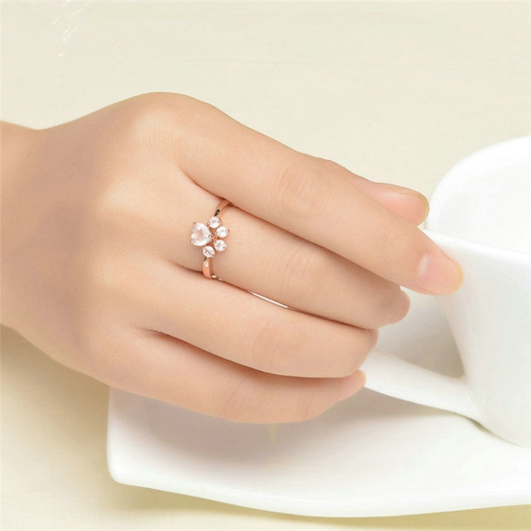 Women Crystal Cute Cat Claw Opening Adjustable Ring Jewelry