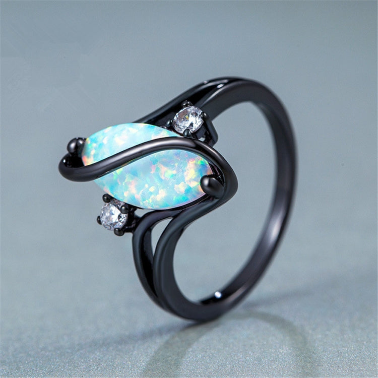 S Shape Opal Stone Black Color Rings Fashion Jewelry For Women, 10, 6, 7, 8, 9