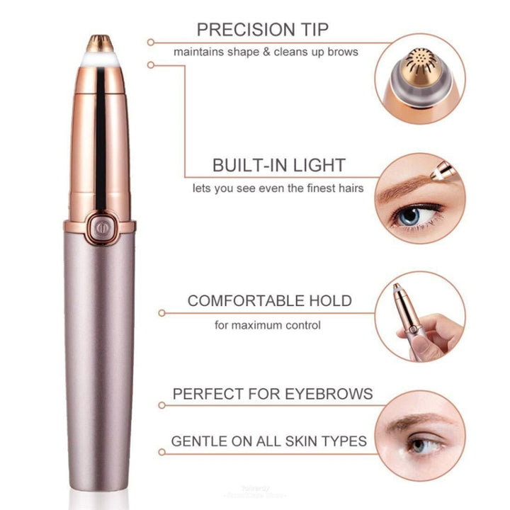 Push Button Electric Eyebrow Trimmer Automatic Hair Removal Device, Push Button Rose Gold, Push Button Pearl Whit