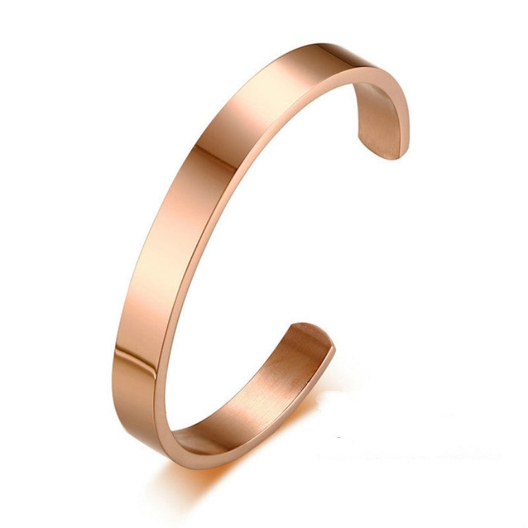 8mm Width Women Men Stainless Steel Surface Bracelet Bangle, Rose Gold, Silver, Black, Gold