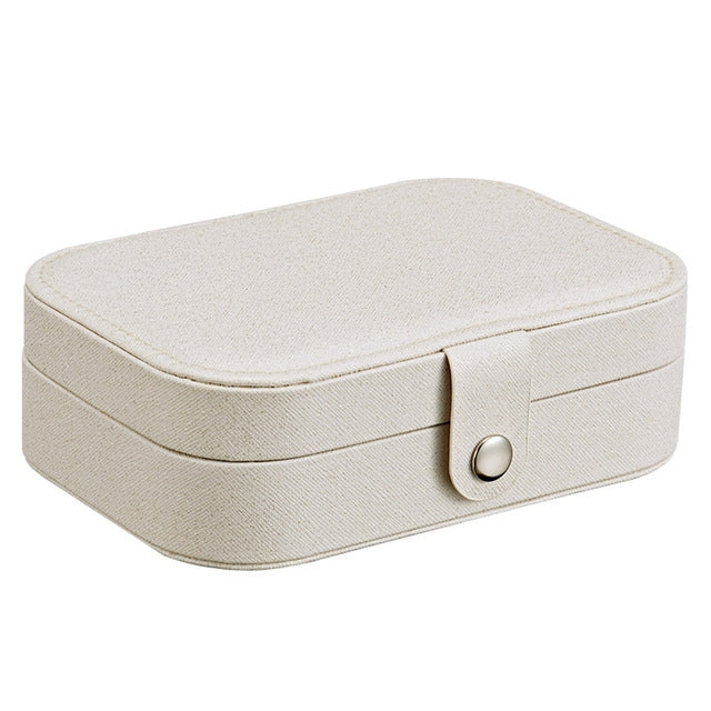 Simple Girl Earrings Rings Plate Jewelry Box Protable Leather Multi-function Jewelry Storage Box