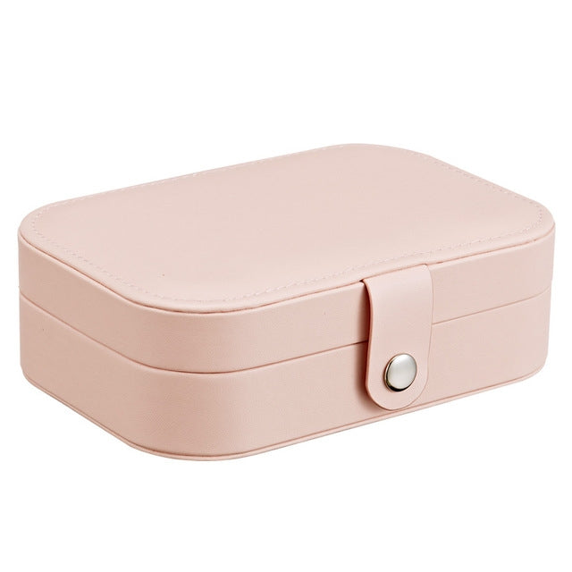 Simple Girl Earrings Rings Plate Jewelry Box Protable Leather Multi-function Jewelry Storage Box