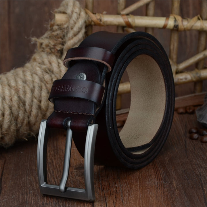 COWATHER XF002 Men Genuine Leather Luxury Business Casual Pin Buckle Belt, 100cm, 105cm, 110cm, 115cm, 120cm, 125cm, 130cm, 140cm, 150cm