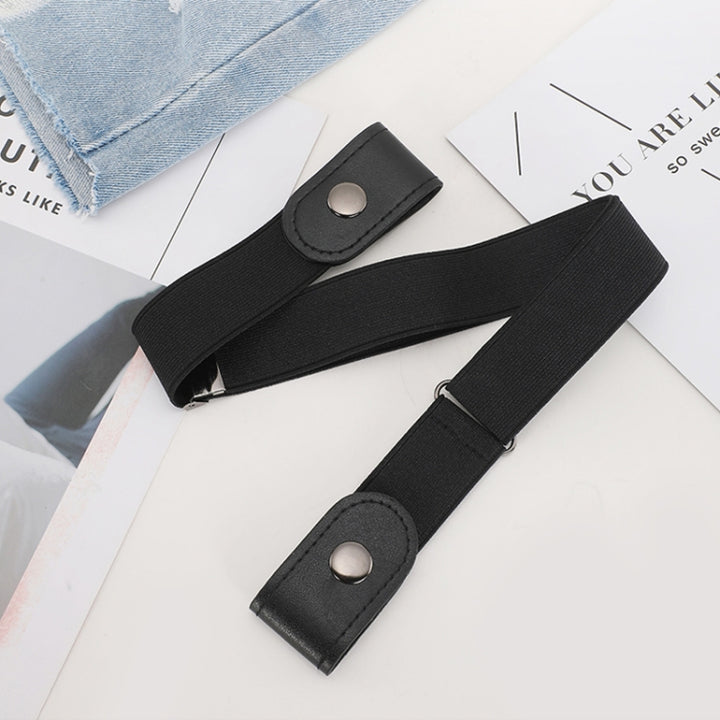 Buckle-free Elastic Force PU Leather Waistband, Length: 110cm