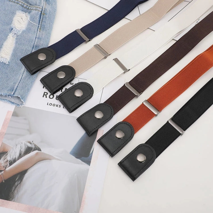 Buckle-free Elastic Force PU Leather Waistband, Length: 110cm