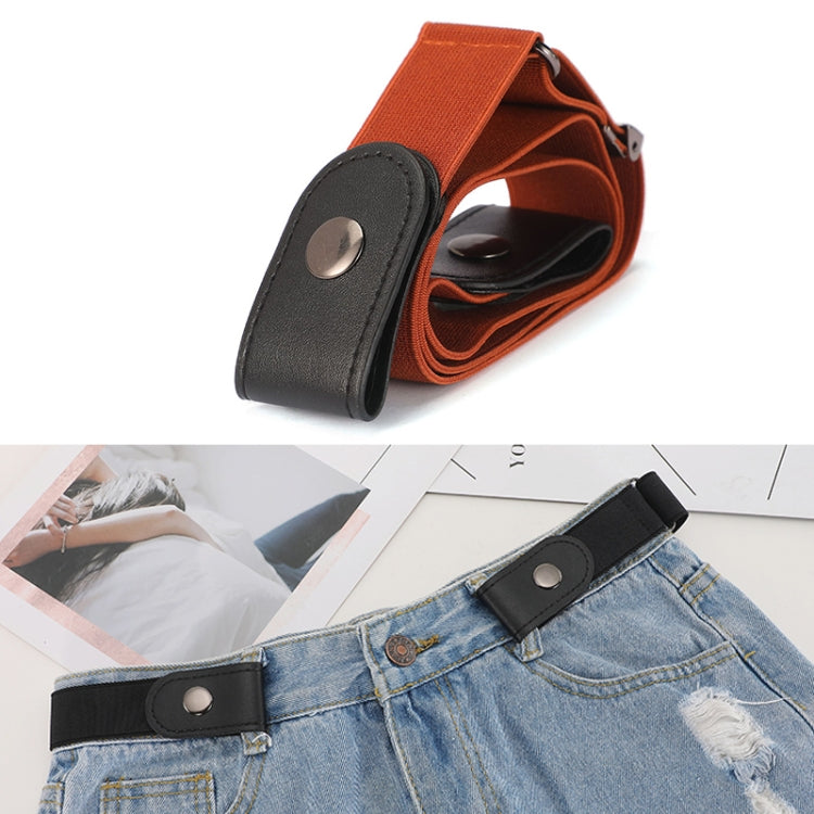 Buckle-free Elastic Force PU Leather Waistband, Length: 110cm