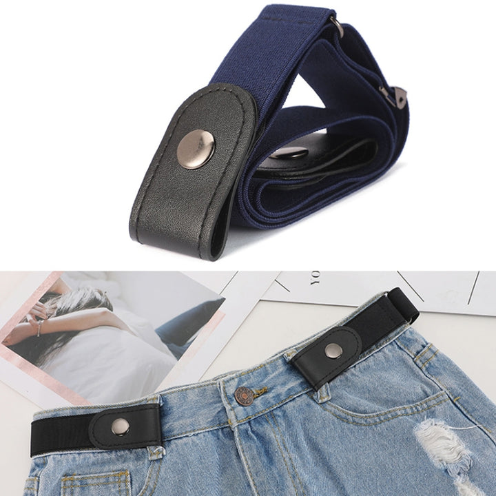 Buckle-free Elastic Force PU Leather Waistband, Length: 110cm