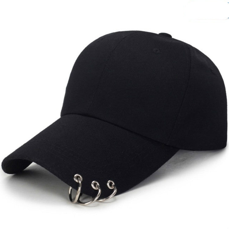 Unisex Casual Solid Color Adjustable Baseball Caps with Ring