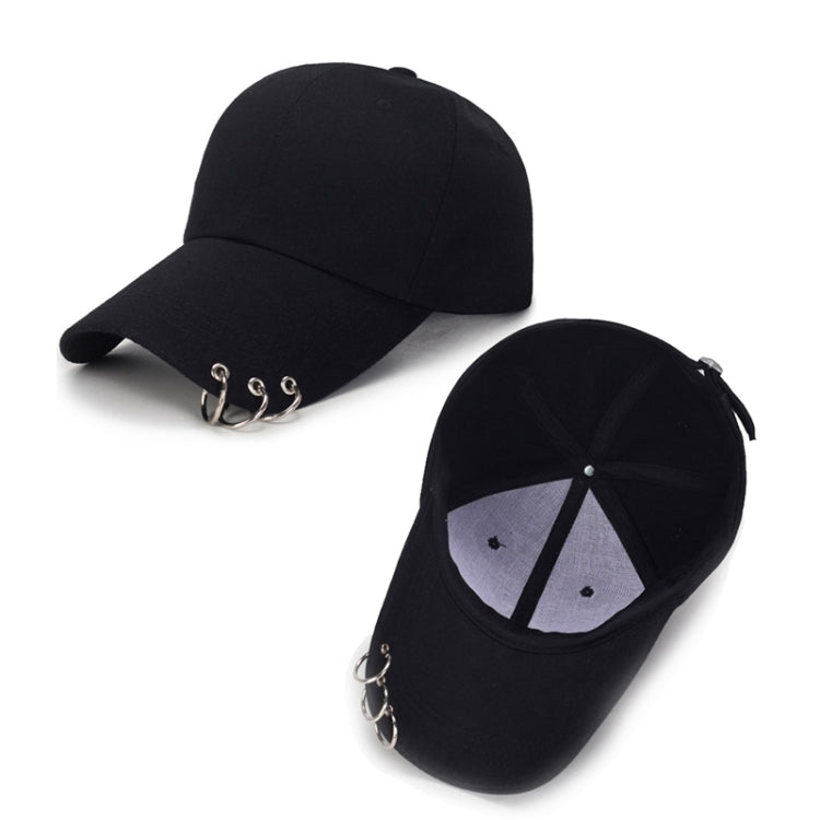 Unisex Casual Solid Color Adjustable Baseball Caps with Ring