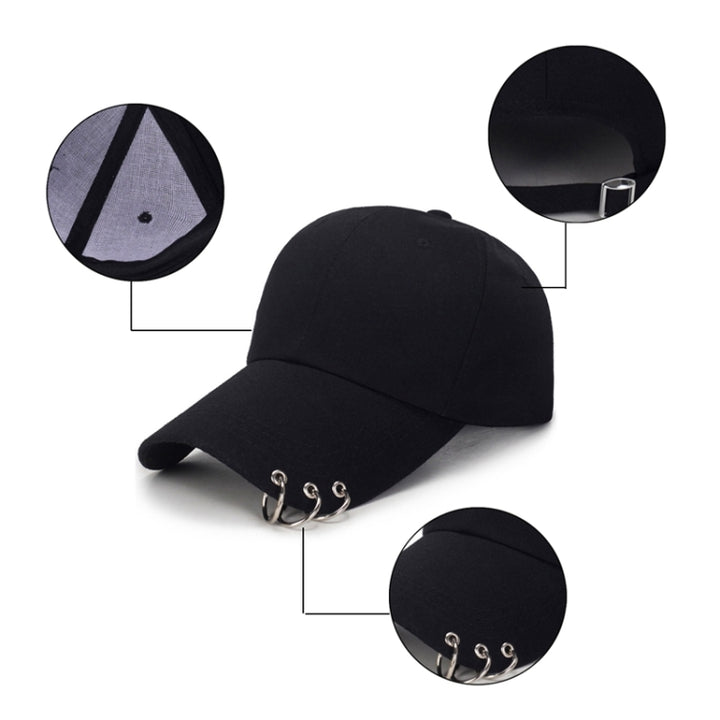 Unisex Casual Solid Color Adjustable Baseball Caps with Ring