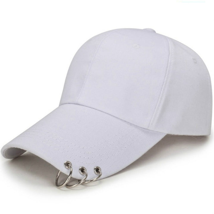 Unisex Casual Solid Color Adjustable Baseball Caps with Ring