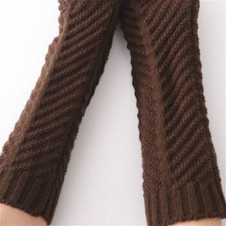 Knitted Wool Fishbone Texture Warm Cuffs Fingerless Arm Sleeves