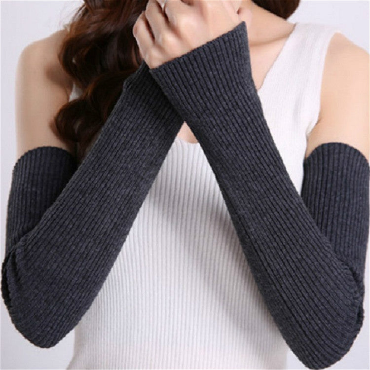 Autumn and Winter Long Thick Warm Cashmere Sleeves Fingerless Fake Sleeves, One Size