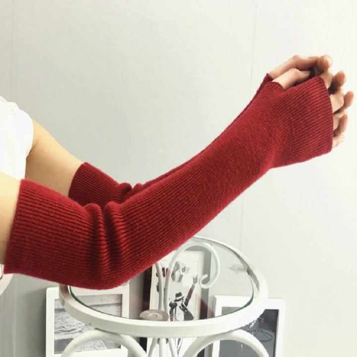 Autumn and Winter Long Thick Warm Cashmere Sleeves Fingerless Fake Sleeves, One Size