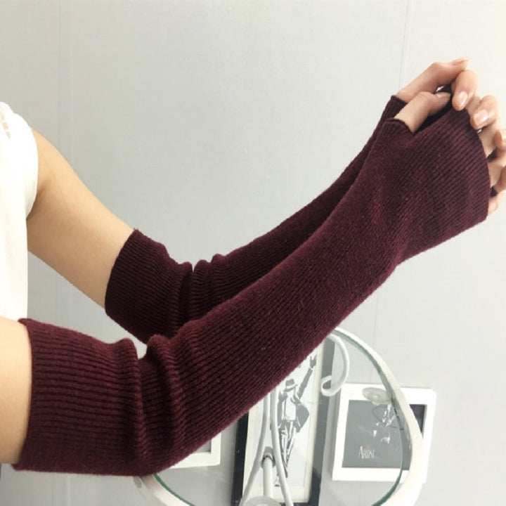 Autumn and Winter Long Thick Warm Cashmere Sleeves Fingerless Fake Sleeves, One Size