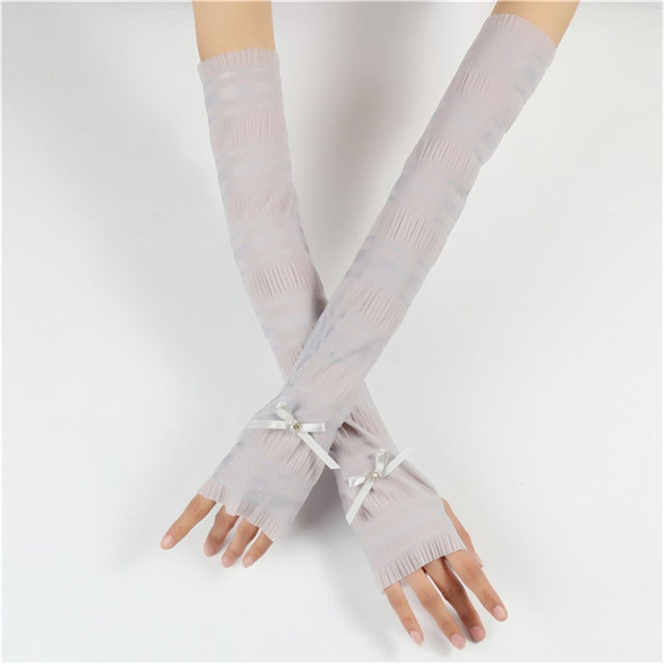 Summer Long Ice Silk Single Diamond Decoration Sun Protection Cuffs Sleeves, A Pair, One Size