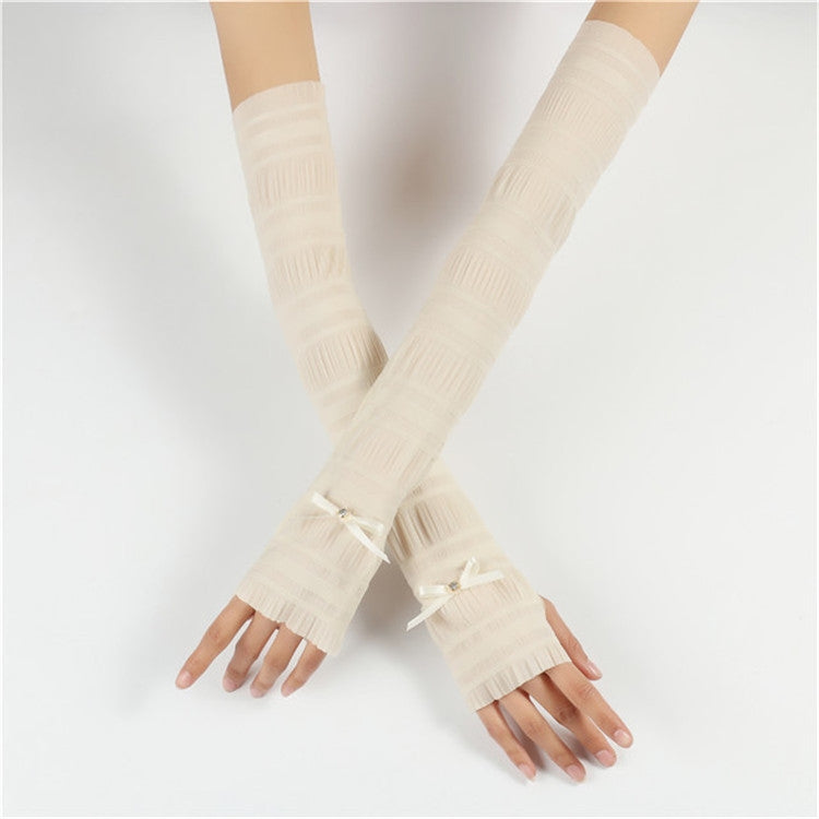 Summer Long Ice Silk Single Diamond Decoration Sun Protection Cuffs Sleeves, A Pair, One Size