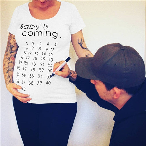 Print Women Maternity Clothing Pregnant Short T shirt Funny Top, S, M, L, XL