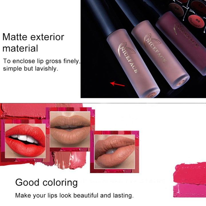 Lip Gloss Nude Matte Liquid Lipstick Waterproof  Long Lasting Moisturizing Lip Makeup Cosmetics, 01, 02, 03, 04, 05, 06, 07, 08, 09, 10, 11, 12, 13, 14, 15, 16, 17, 19, 20, 21, 22, 23, 24