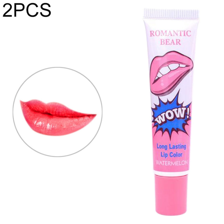 2 PCS Easy Peel Off  Long Lasting Lip Gloss Waterproof Matte  Lipstick Women Cosmetic, watermelon red, Lovely peach, Sexy red, Rose Pink, Cherry red, Sweet orange