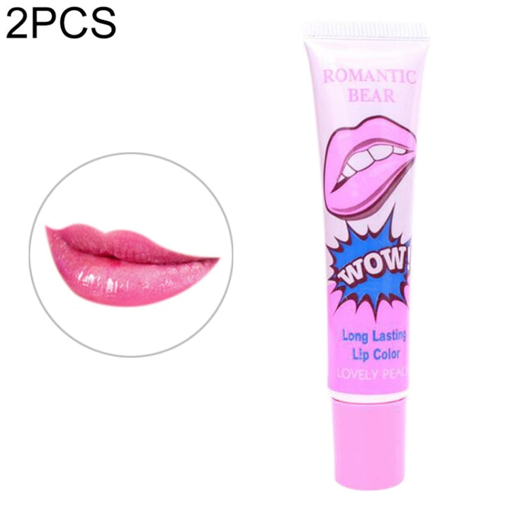 2 PCS Easy Peel Off  Long Lasting Lip Gloss Waterproof Matte  Lipstick Women Cosmetic, watermelon red, Lovely peach, Sexy red, Rose Pink, Cherry red, Sweet orange