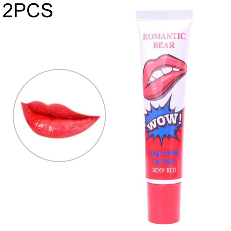 2 PCS Easy Peel Off  Long Lasting Lip Gloss Waterproof Matte  Lipstick Women Cosmetic, watermelon red, Lovely peach, Sexy red, Rose Pink, Cherry red, Sweet orange