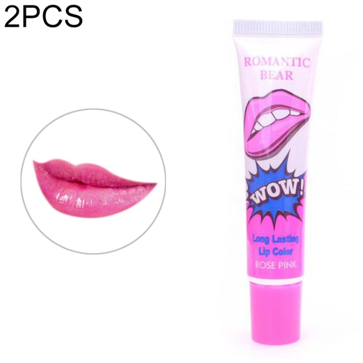 2 PCS Easy Peel Off  Long Lasting Lip Gloss Waterproof Matte  Lipstick Women Cosmetic, watermelon red, Lovely peach, Sexy red, Rose Pink, Cherry red, Sweet orange