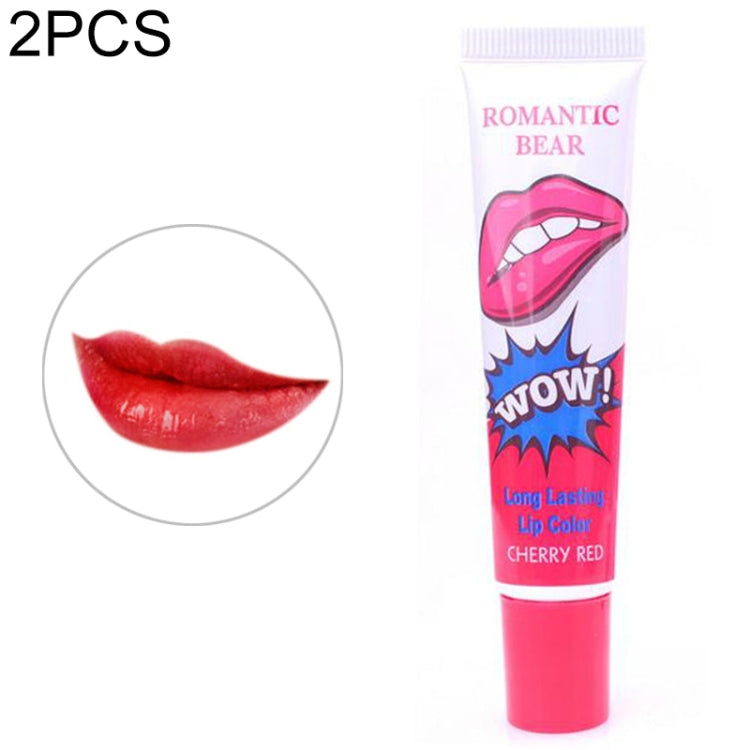 2 PCS Easy Peel Off  Long Lasting Lip Gloss Waterproof Matte  Lipstick Women Cosmetic, watermelon red, Lovely peach, Sexy red, Rose Pink, Cherry red, Sweet orange