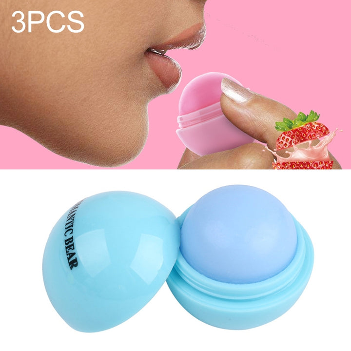 3 PCS Natural Plant Organic Sphere Coc Cola Ball Lipstick Embellish Lip Balm, Blue, Orange, Pink, Purple, Rose, YELLOW