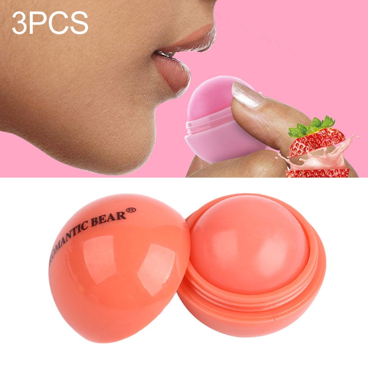 3 PCS Natural Plant Organic Sphere Coc Cola Ball Lipstick Embellish Lip Balm, Blue, Orange, Pink, Purple, Rose, YELLOW