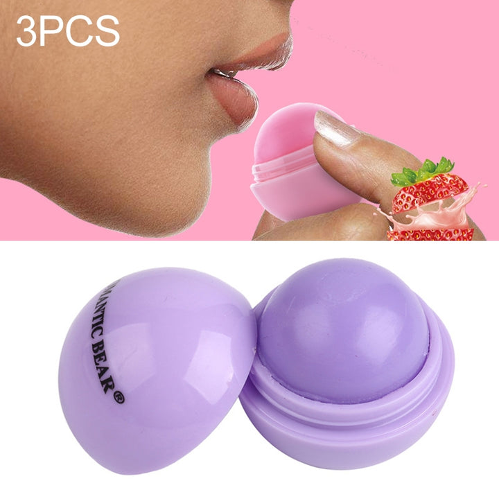 3 PCS Natural Plant Organic Sphere Coc Cola Ball Lipstick Embellish Lip Balm, Blue, Orange, Pink, Purple, Rose, YELLOW